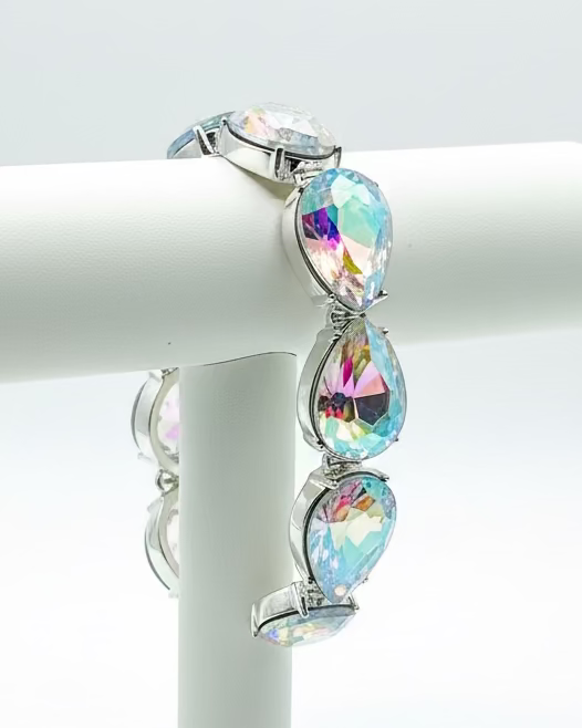 Aurora Borealis Iridescent Teardrop Statement Bracelet