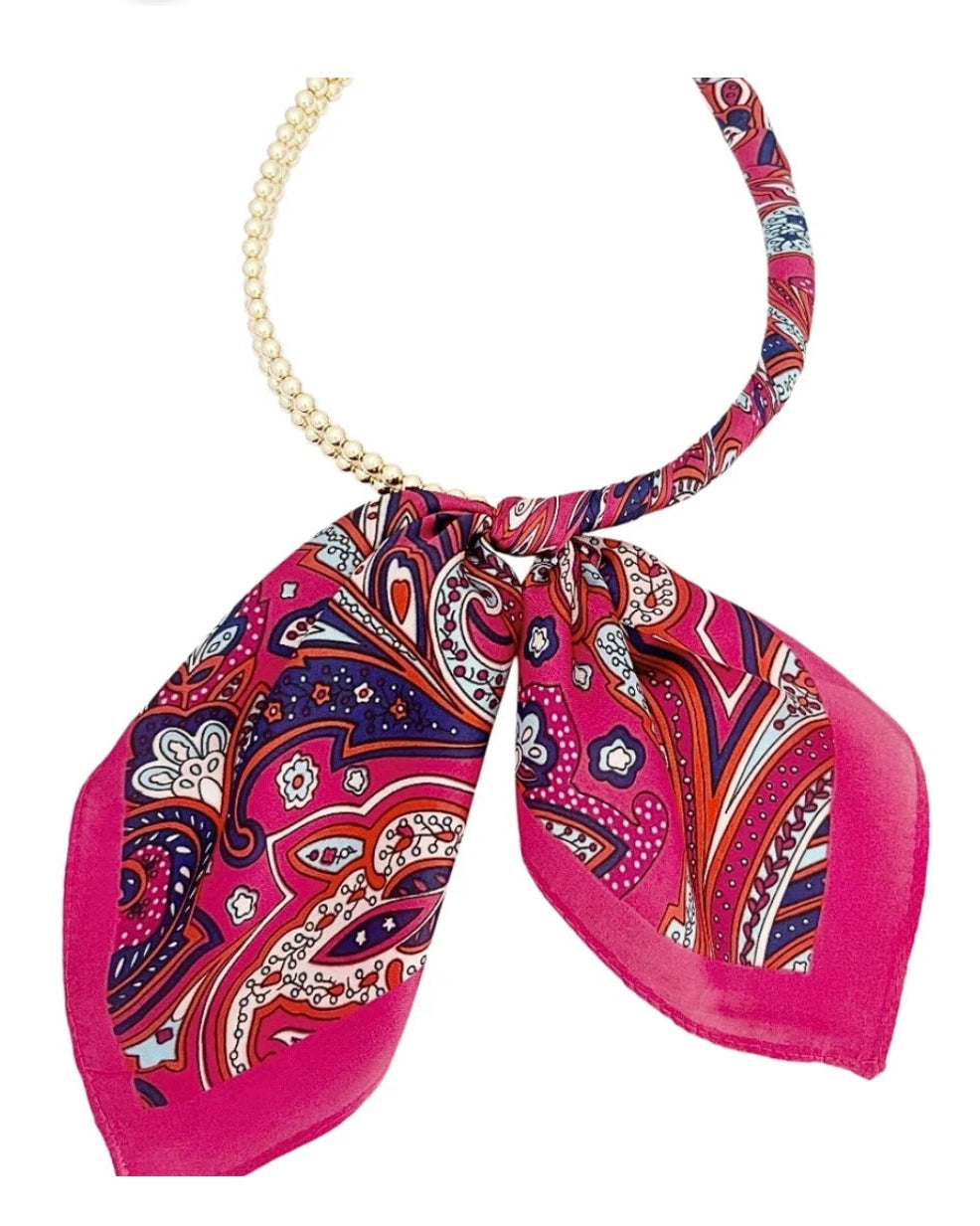 The Claudia Pink Paisley Scarf Collar Necklace