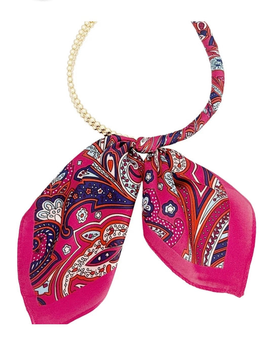 The Claudia Pink Paisley Scarf Collar Necklace