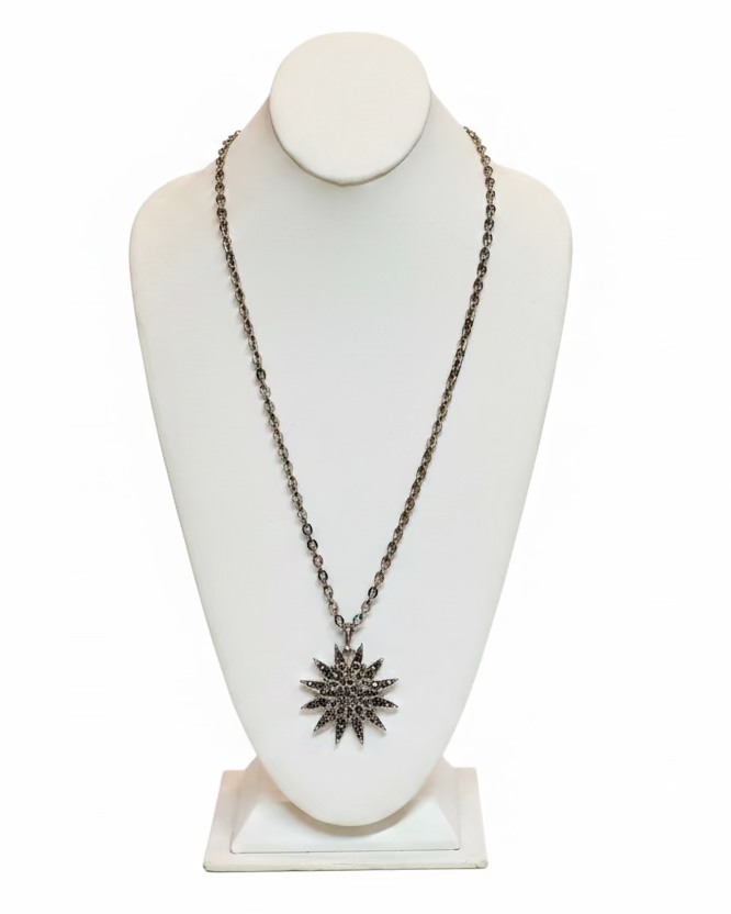 Vintage Deadstock Crystal Starburst Pendant Necklace