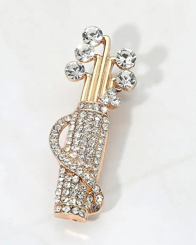 Rhinestone Embellished Golf Bag Brooch