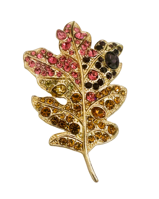 Vintage The Autumn Ember Ombré Oak Leaf Brooch