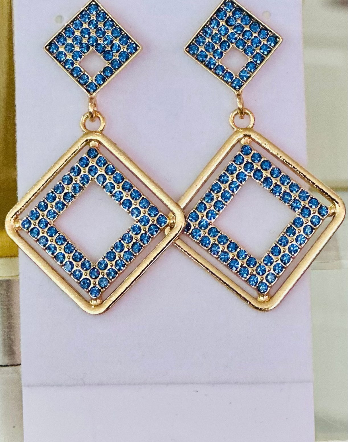 Midnight Deco Rhombus Dangle Earrings