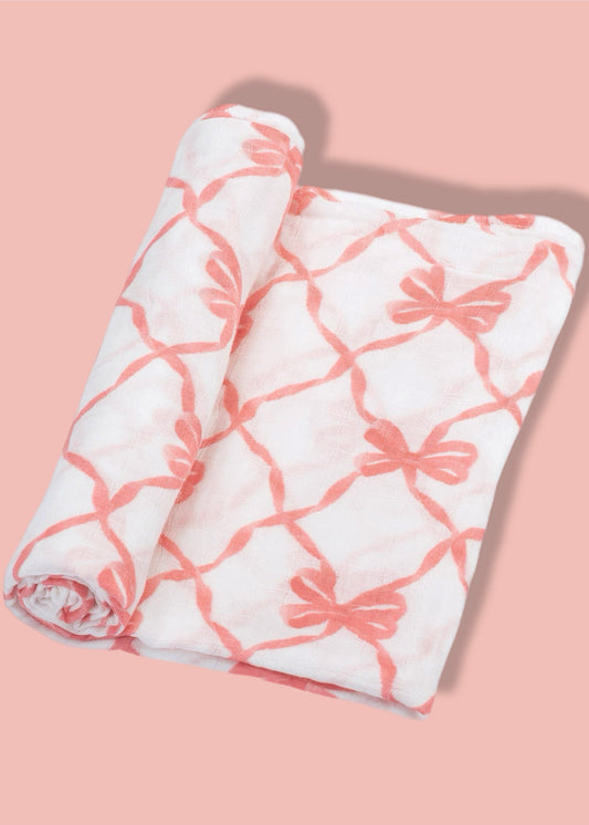Beautiful Bows Baby Muslin Swaddle Blanket