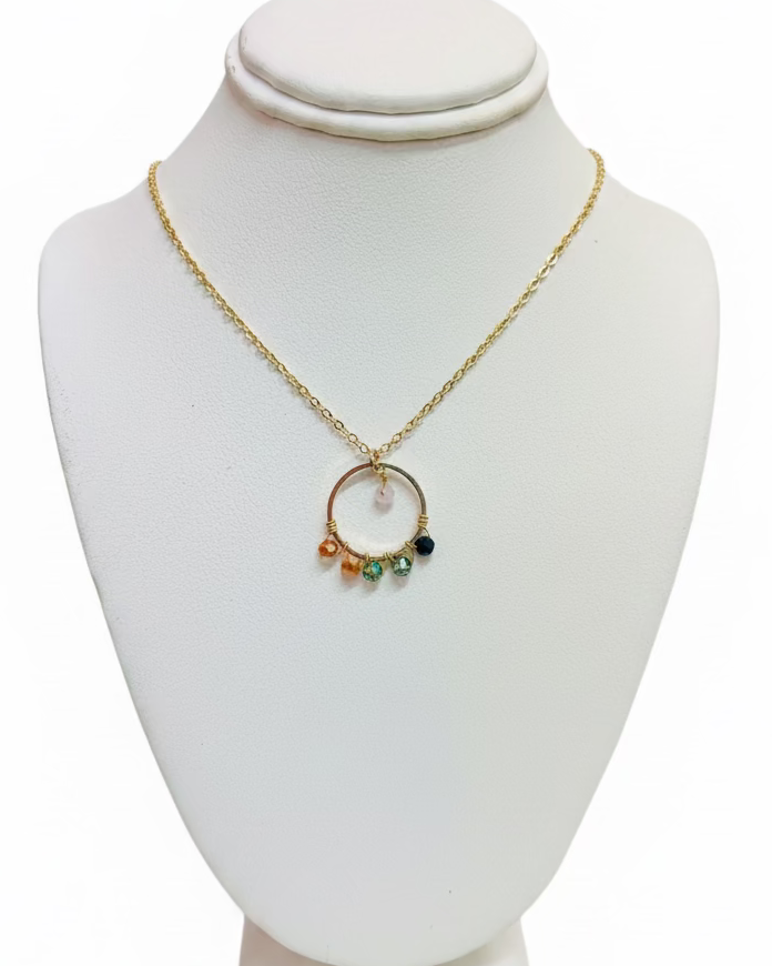 Bohemian Sun Multi-Gemstone Halo Necklace