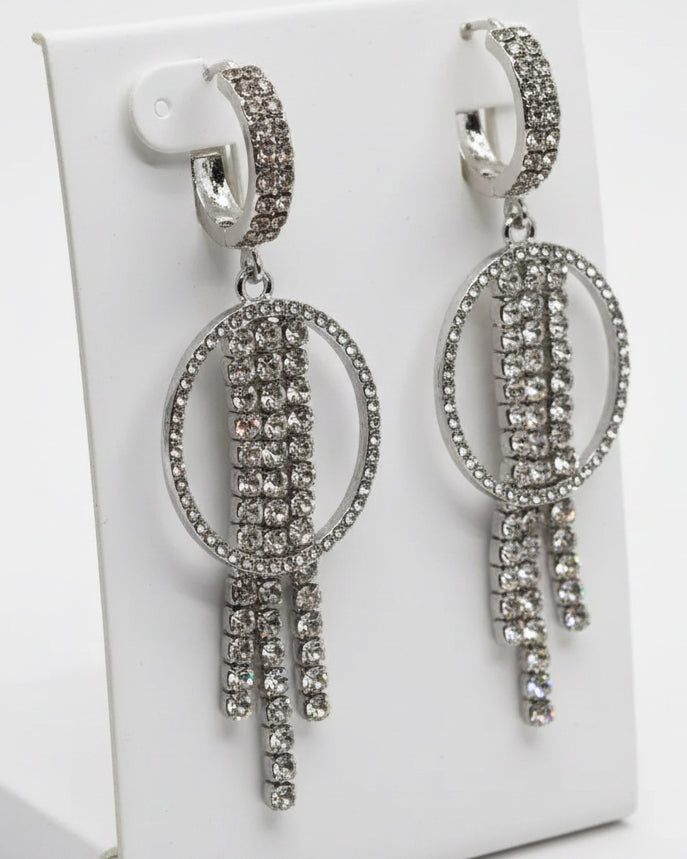 Vintage Mid-Century Crystal Cascade Drop Earrings