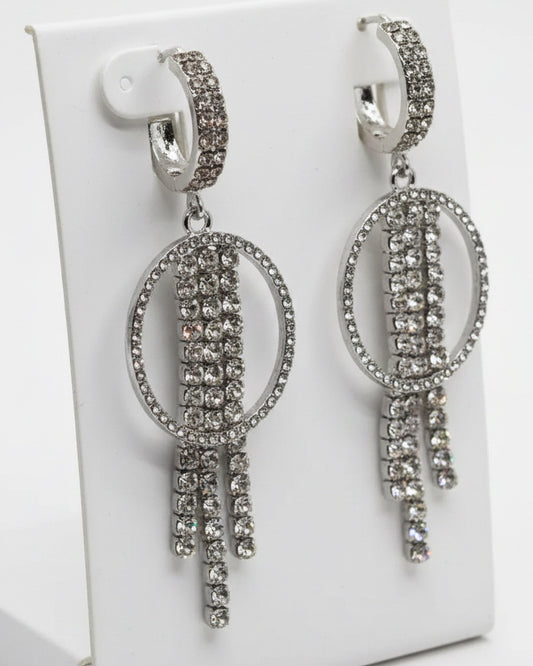 Vintage Mid-Century Crystal Cascade Drop Earrings