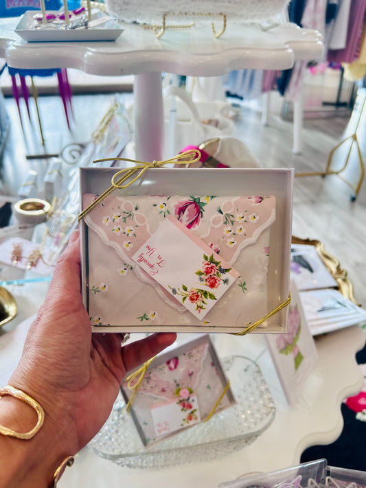 Hankie Envelope  Sachet- Pink Buds