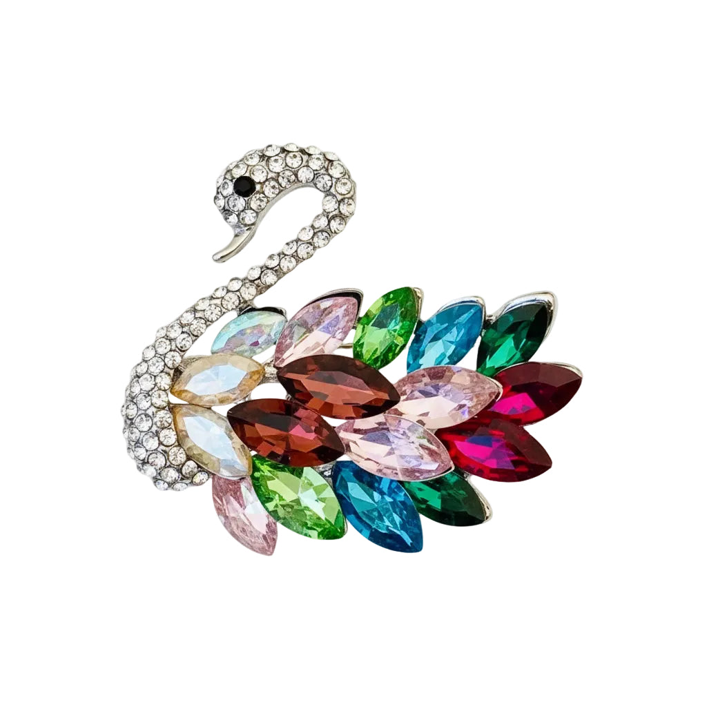 Vintage Mid-Century Rainbow Swan Brooch