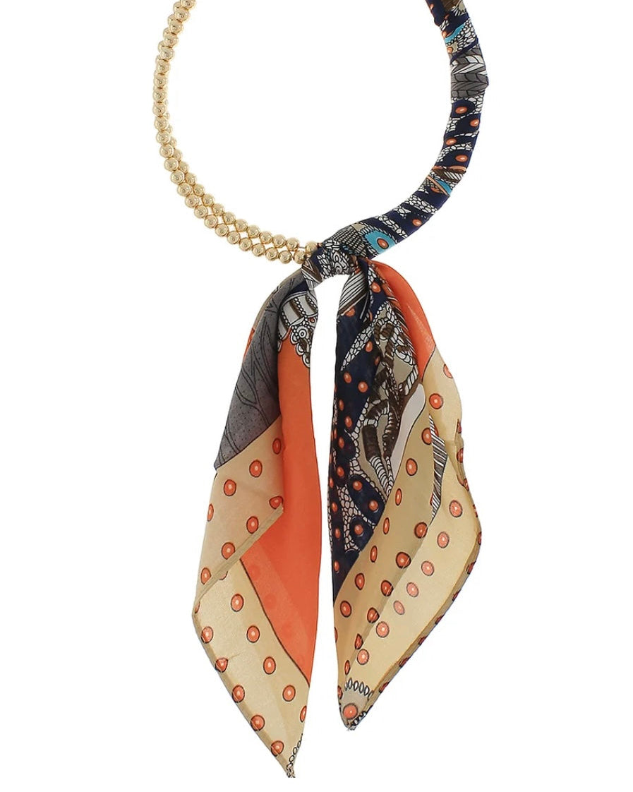 The Hazel Orange Scarf Collar Necklace