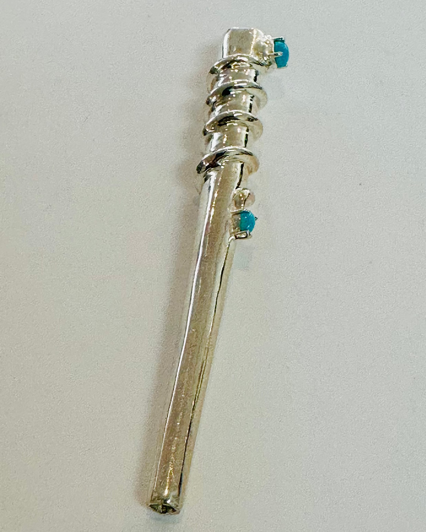 Vintage Hollywood Glamour Silver-Tone Crystal Cigarette Holder