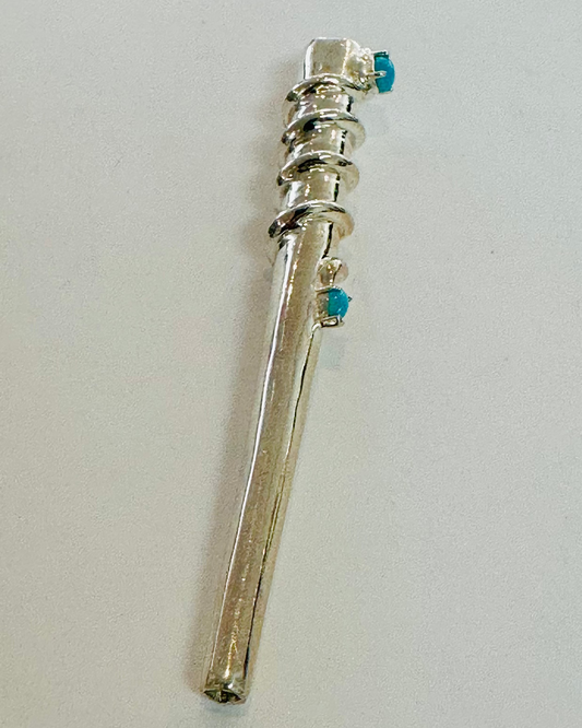 Vintage Hollywood Glamour Silver-Tone Crystal Cigarette Holder