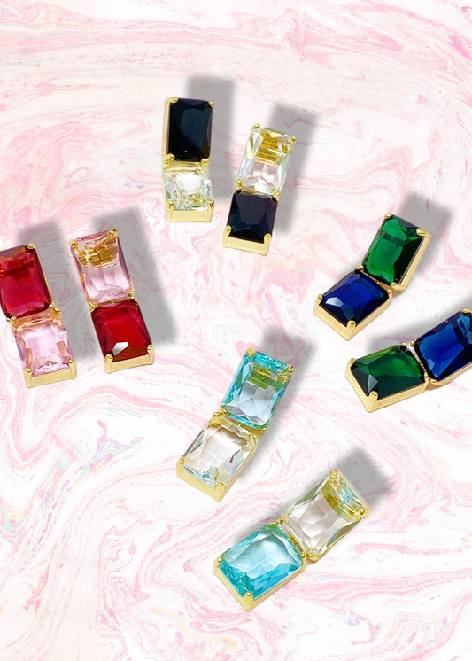 Princess Double Jeweled Earrings