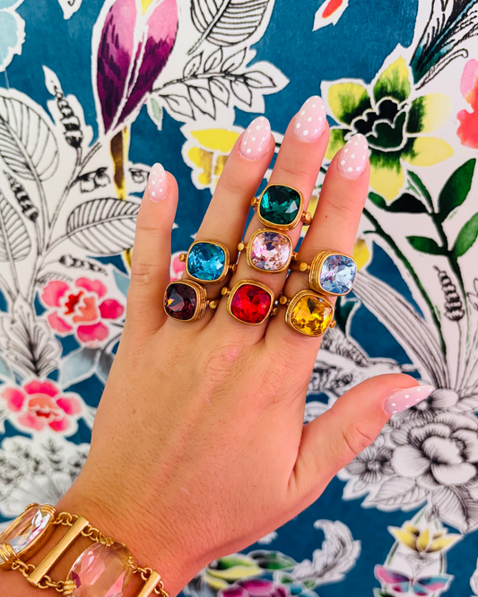 Chunky Statement Square Stone Cocktail Rings