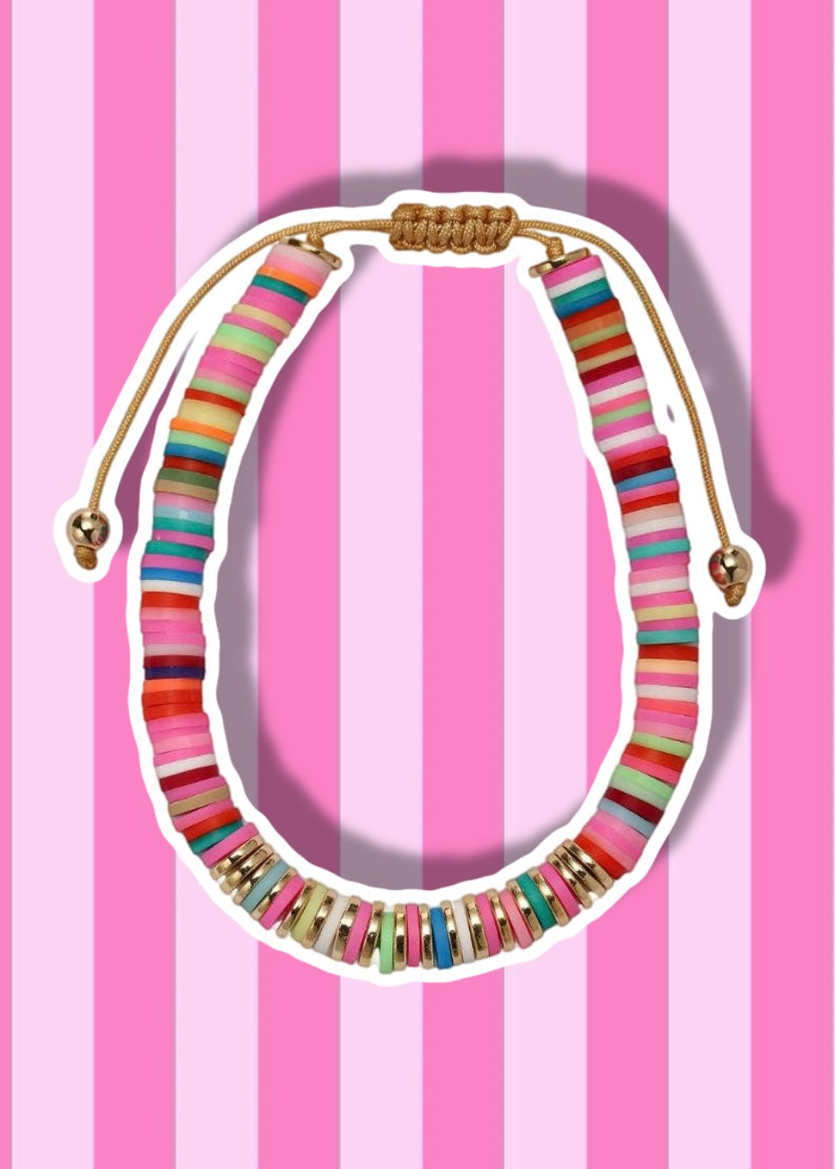 Multi Rubber Beaded Bracelet with Spacers