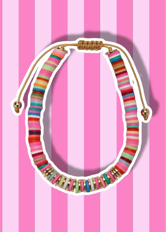 Multi Rubber Beaded Bracelet with Spacers