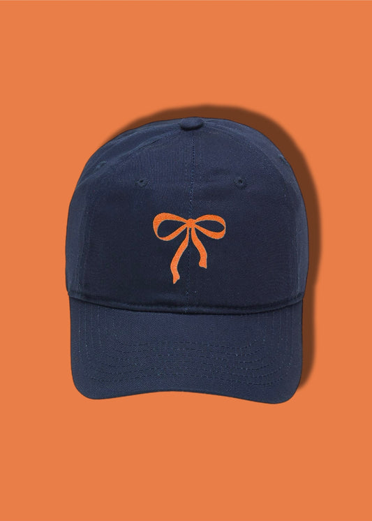 Orange Bow Navy Heavy Cotton Cap