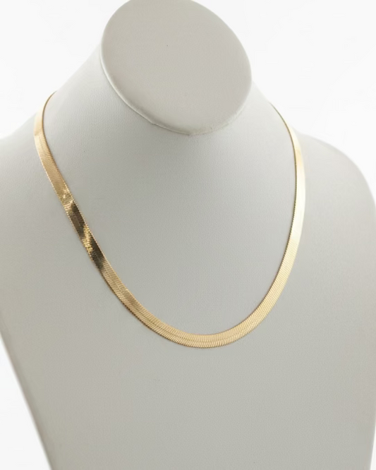 Vintage Liquid Gold Plated 17” Herringbone Chain Necklace