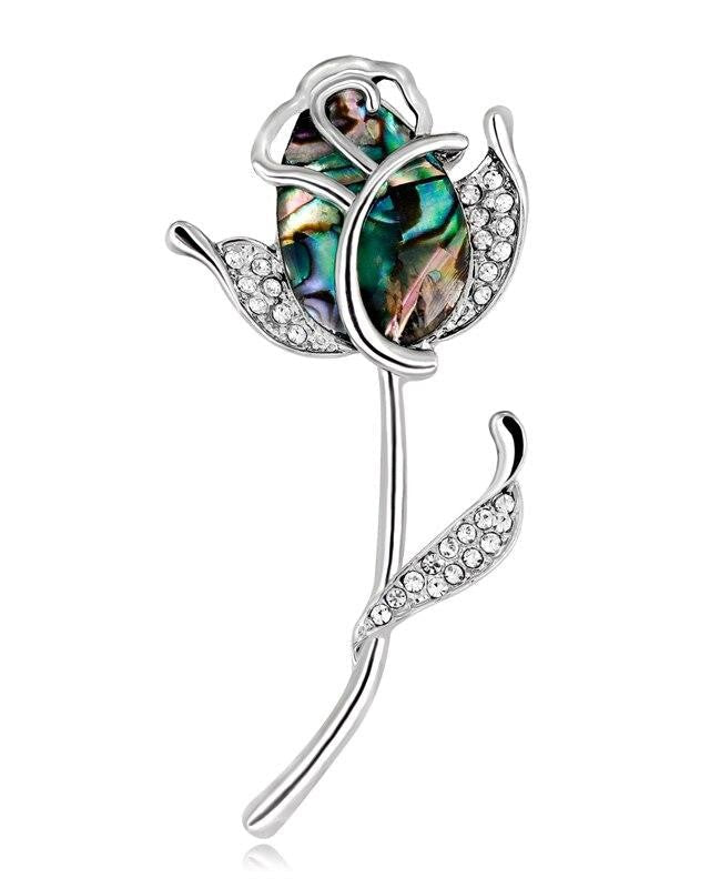Iridescent Abalone Shell Rose Brooch