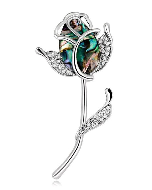 Iridescent Abalone Shell Rose Brooch