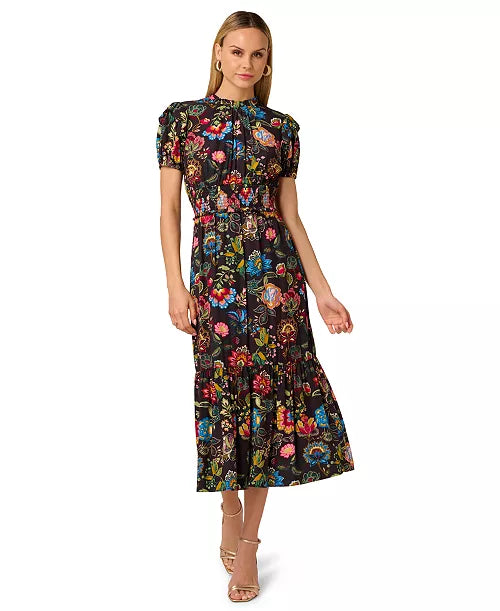 Adrianna Papell Short-Sleeve Midi Dress