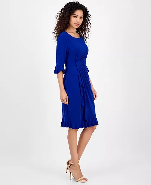 Connected Women's Bell-Sleeve Gathered-Waist Dress