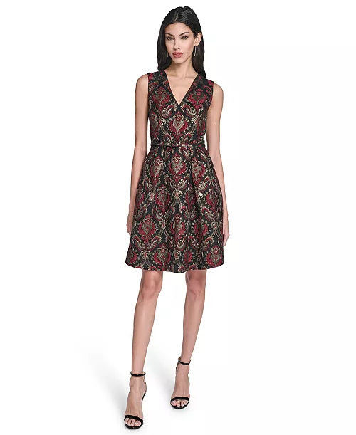 Vince Camuto Petite Jacquard Fit and Flare Short Dress