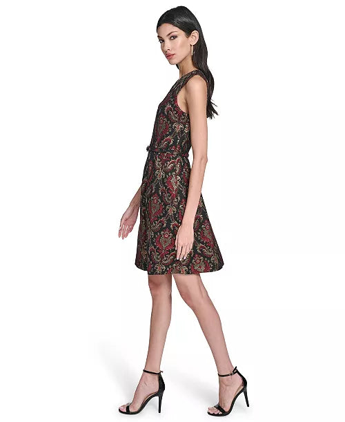 Vince Camuto Petite Jacquard Fit and Flare Short Dress