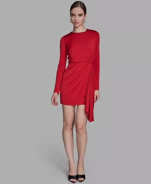 BCBG Women's Side Knot Long Sleeve Sheath Dress
