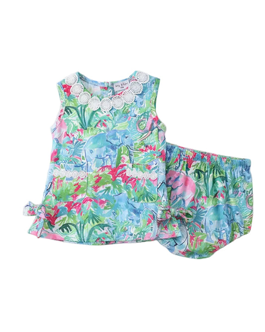 Green Tropical Garden Bow Bloomer Set