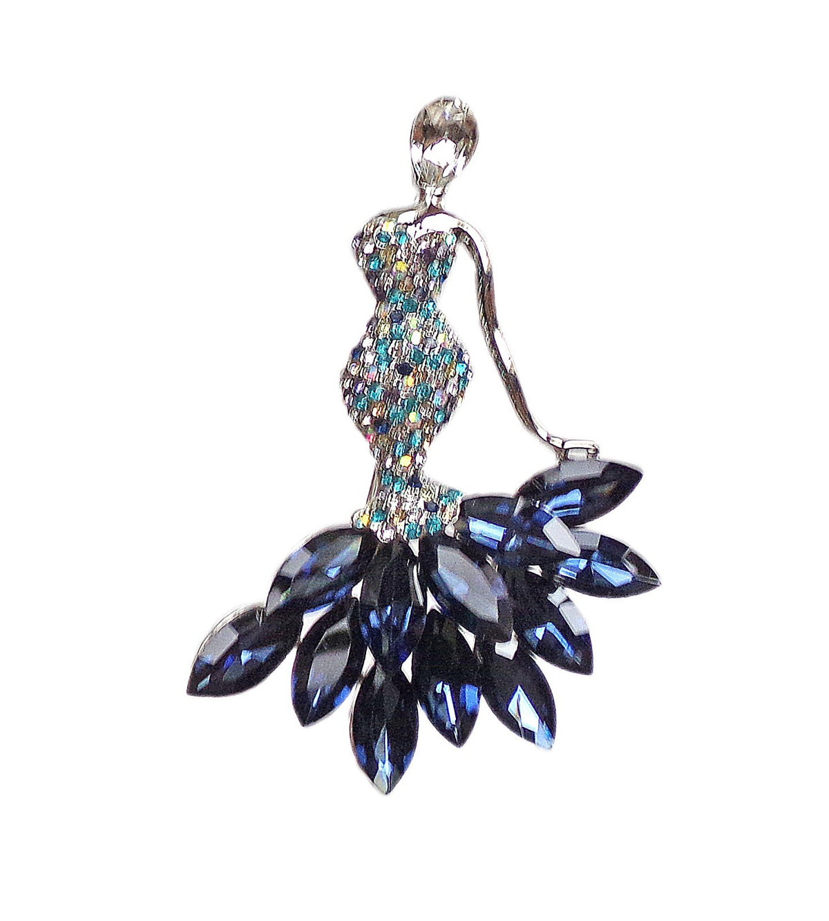 Navy Marquise Crystal Ballerina Pin