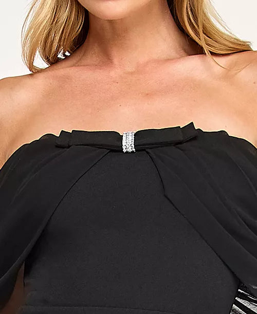Seni & Cade Juniors' Off-The- Shoulder Drape Long Gown