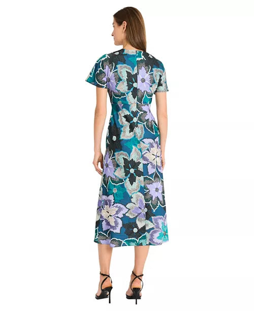 Women's Short-Sleeve Charmeuse Midi Dress