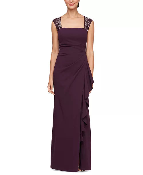 Alex Evenings Long Cascade Ruffle Gown