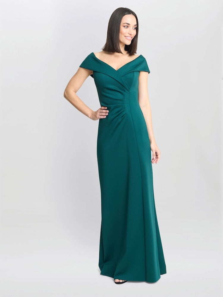 Xscape Women’s Green Off Shoulder Dress