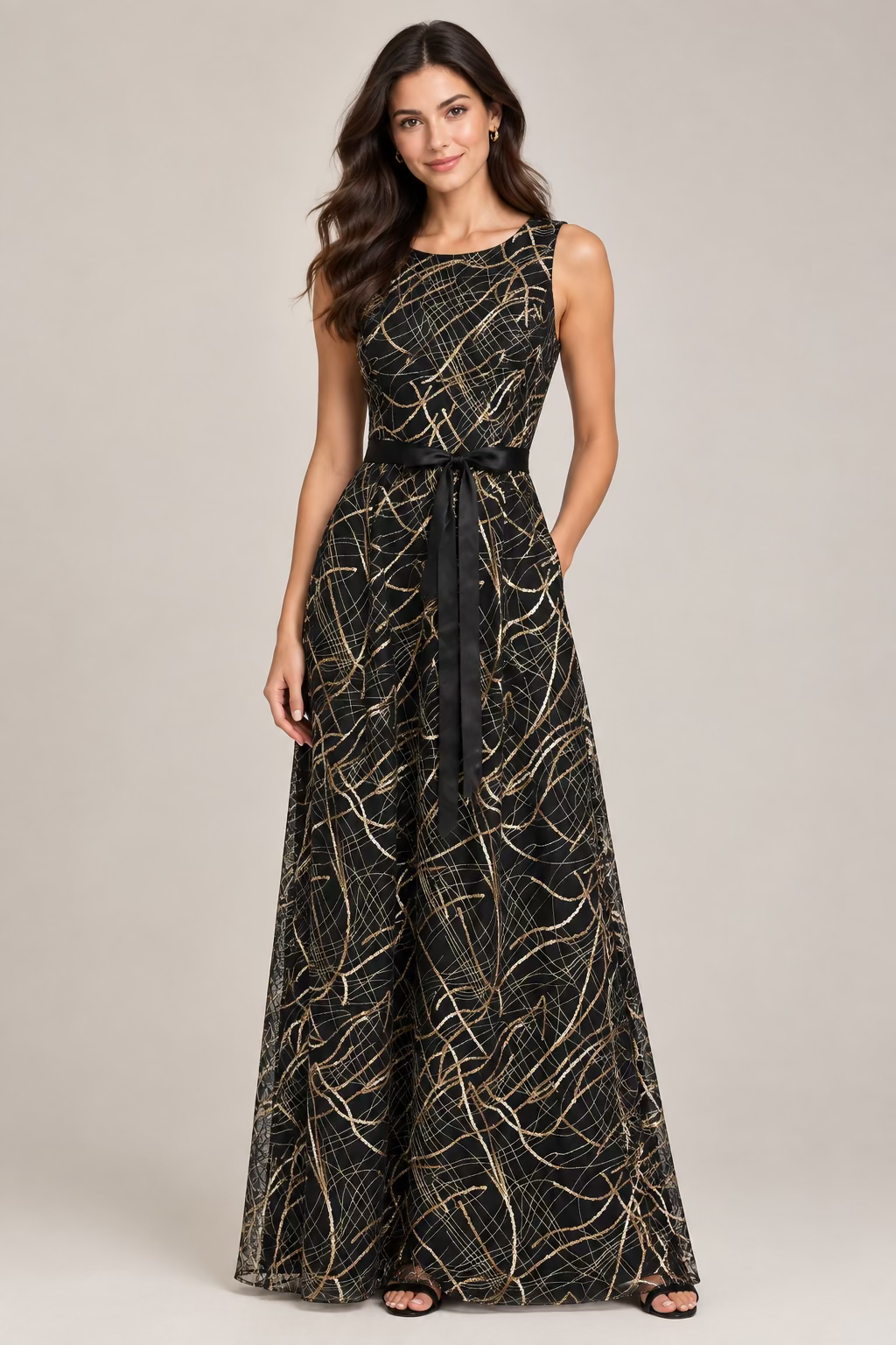 Alex Evenings Women’s Black Sequin Embroidered Dress