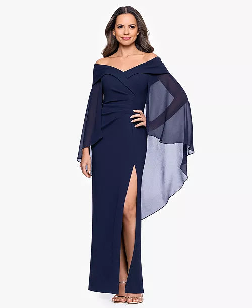 Xscape Plus Off Shoulder Crepe Gown