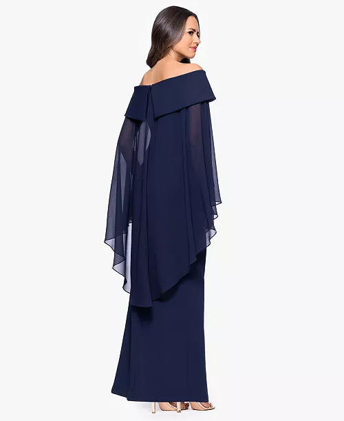 Xscape Plus Off Shoulder Crepe Gown