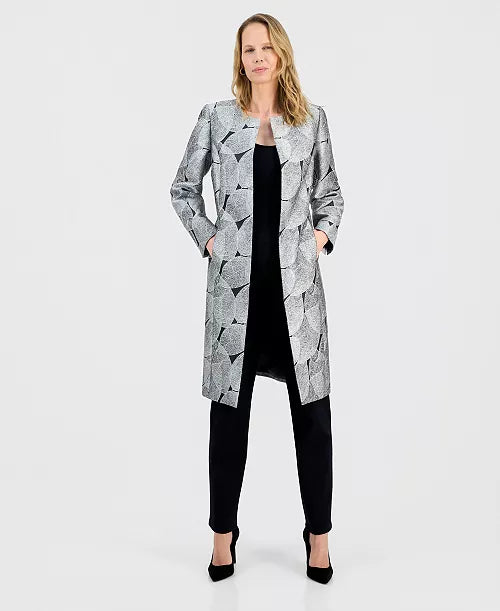 Women's Leaf Jacquard Long-Sleeve Topper Jacket