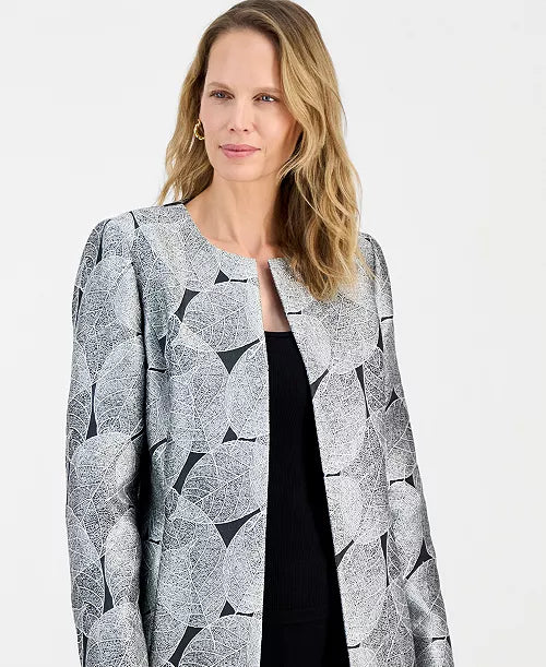 Women's Leaf Jacquard Long-Sleeve Topper Jacket