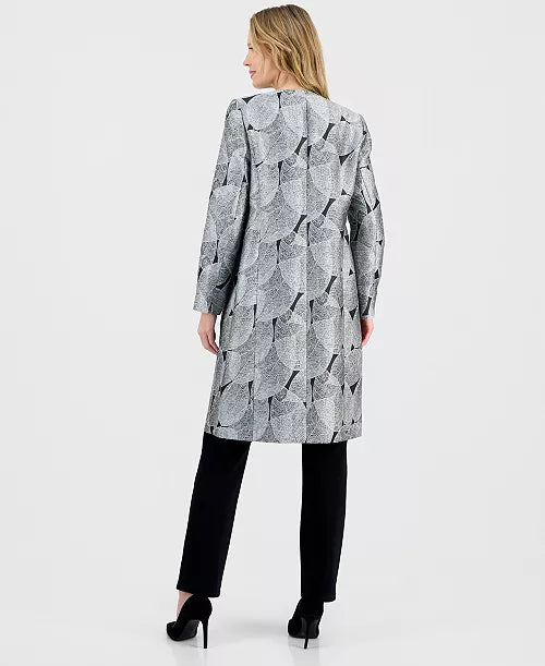 Women's Leaf Jacquard Long-Sleeve Topper Jacket