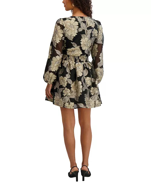 Kensie Women's Organza V-Neck Short Dress