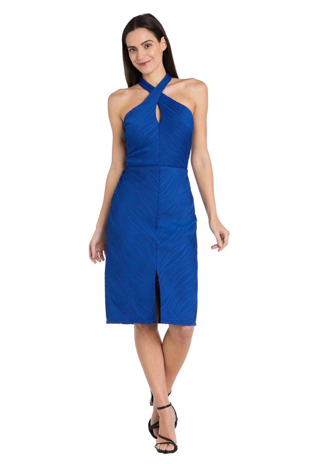 R & M Richard’s Short Fitted Slit Cocktail Dress Midi