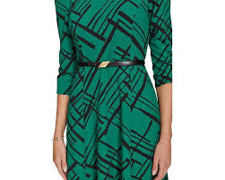 Green Abstract-Print Midi Dress
