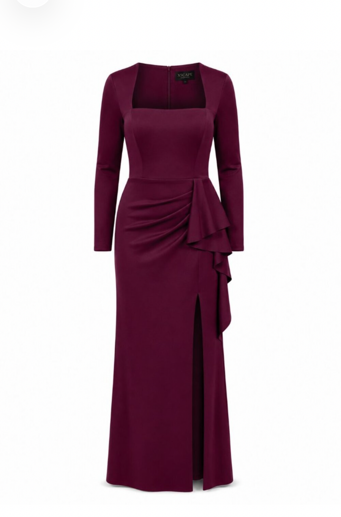 XSCAPE Women's Plus Wine Square Neck Gown