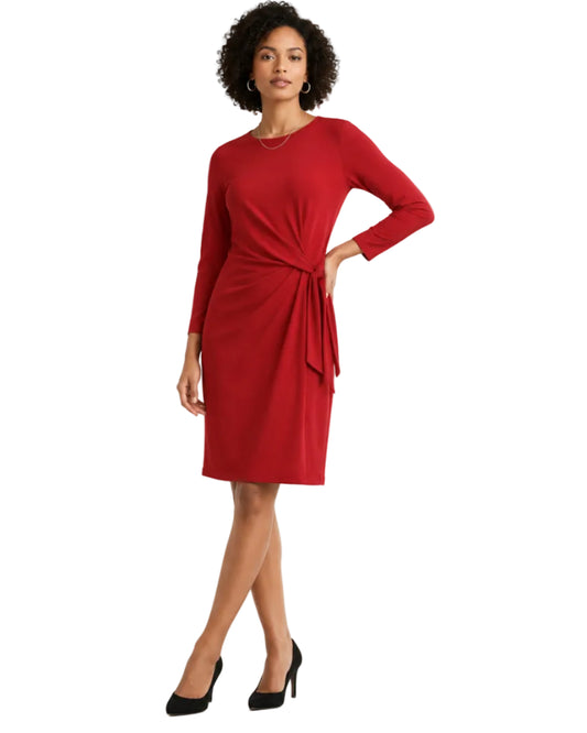 Kasper Fire Red Side-Tie Jersey Midi Dress