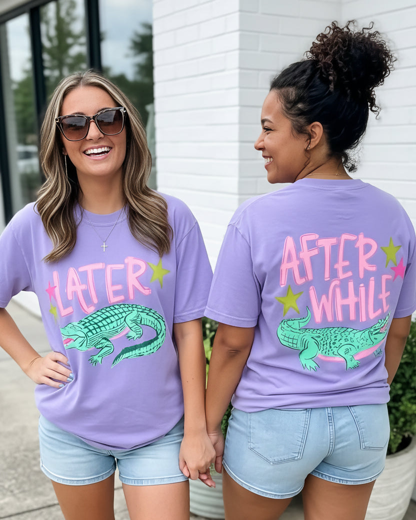 Violet Later Gator After a While Comfort Color Tee Shirt