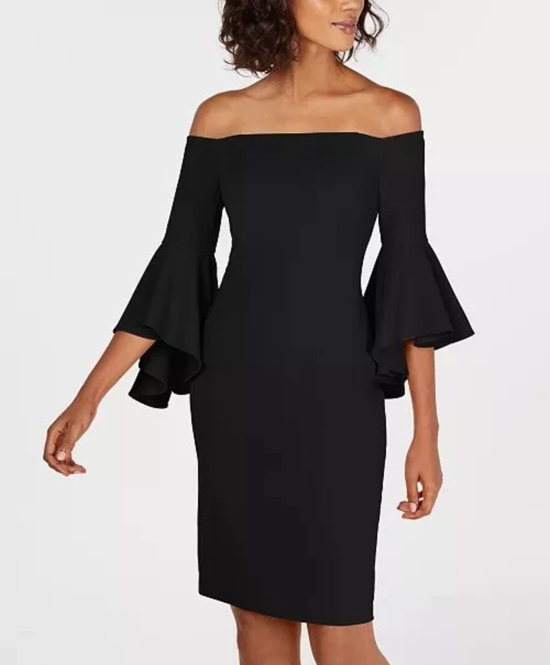 Off Shoulder Black Cocktail Dress