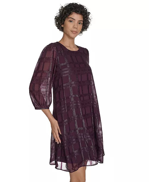 Women's Crew Neck Plum Shift Dress
