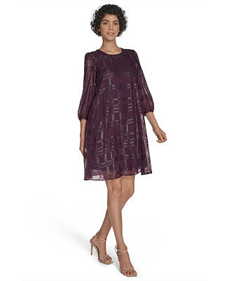 Women's Crew Neck Plum Shift Dress